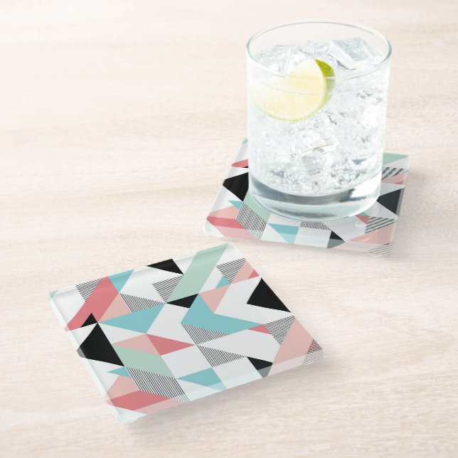 Modern Geometric Pattern Glass Coaster (Angled)