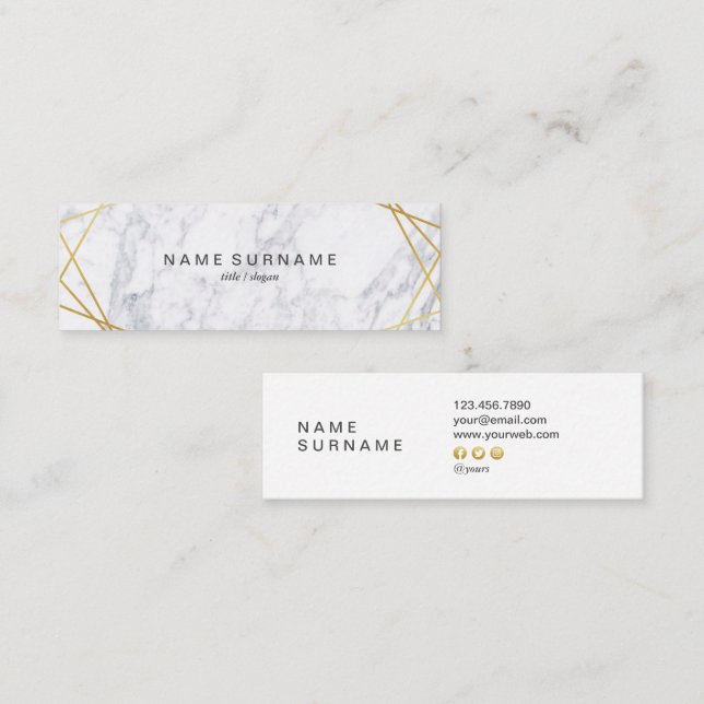 Modern Geometric Pattern Gold Mini Business Card (Front/Back)