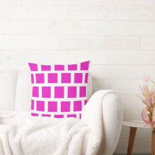 Modern Geometric Pattern Hot Pink and White Throw Cushion