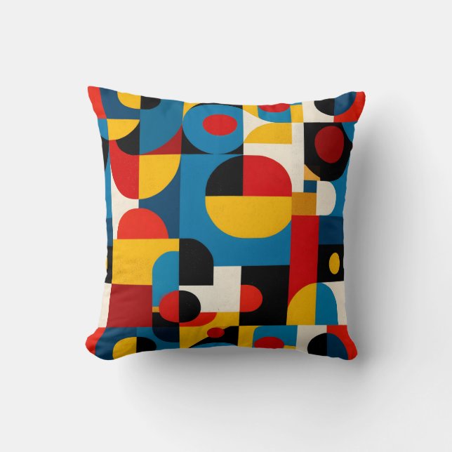 Modern Geometric Pattern in Bauhaus Style Cushion (Front)