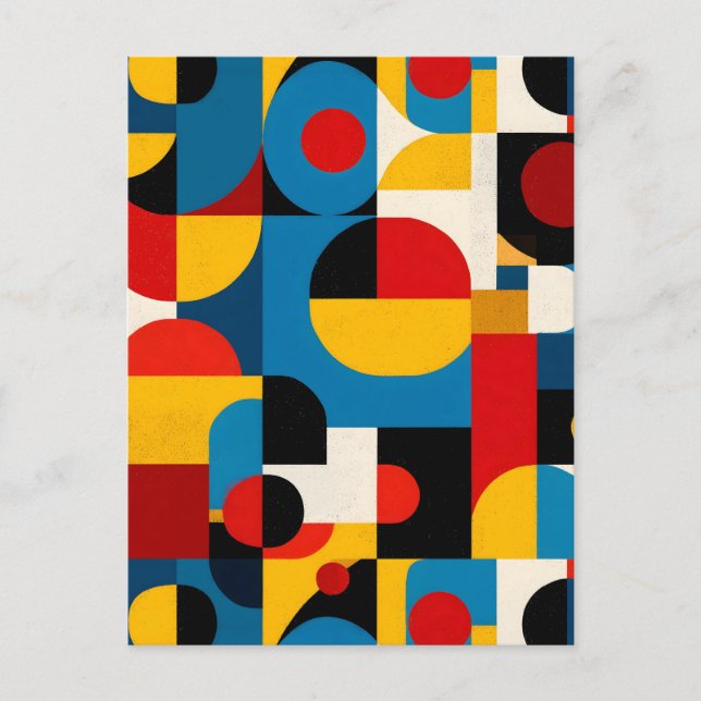 Modern Geometric Pattern in Bauhaus Style Postcard (Front)