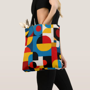 Modern Geometric Pattern in Bauhaus Style Tote Bag