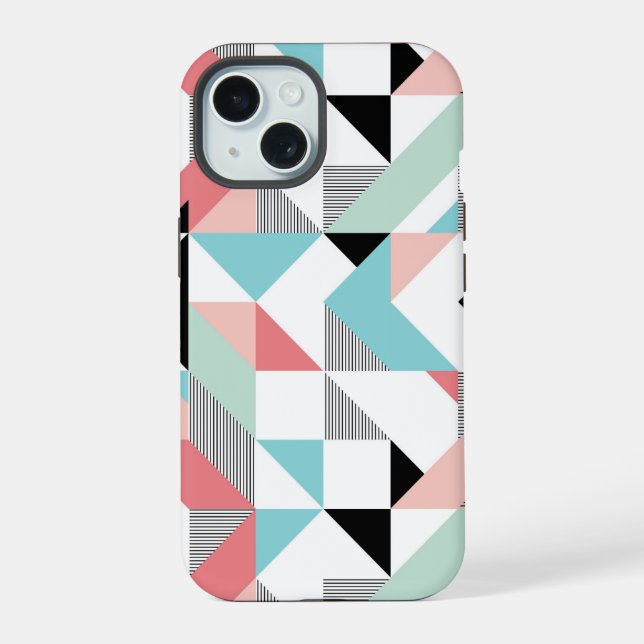 Modern Geometric Pattern iPhone 15 Case (Back)