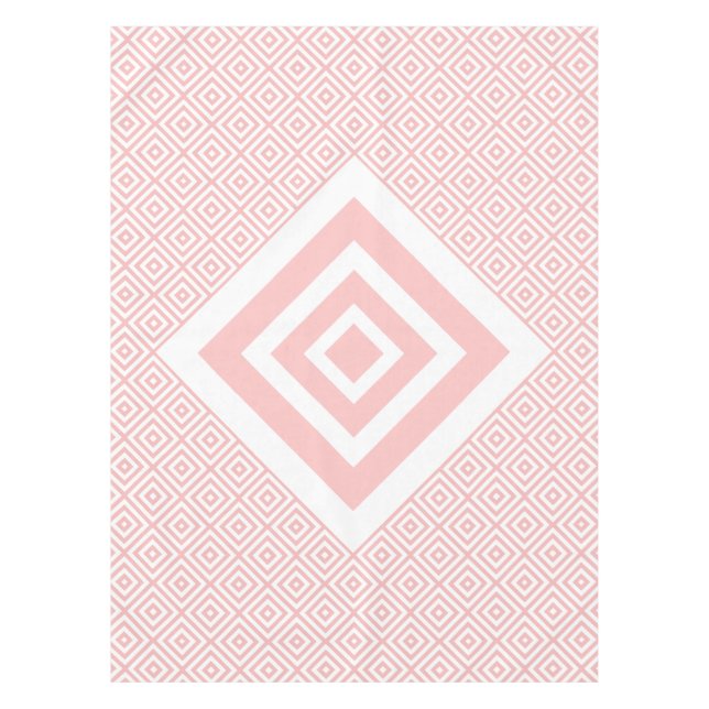 Modern Geometric Pattern Light Pink And White Tablecloth (Front)