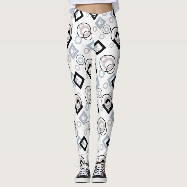 Modern geometric pattern multicolored leggings (Front)