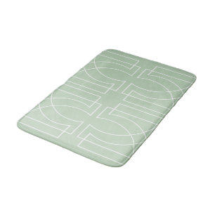 Modern Geometric Pattern Sage Green Bath Mat