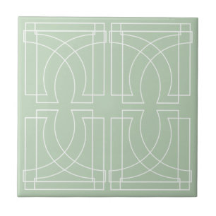 Modern Geometric Pattern Sage Green Tile