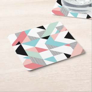 Modern Geometric Pattern Square Paper Coaster