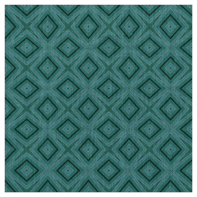 Modern geometric pattern teal blue fabric (Swatch)