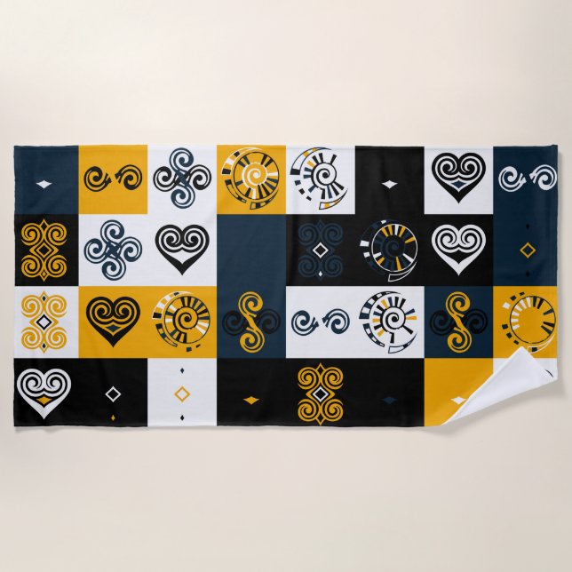 Modern geometric pattern trendy yellow   beach towel (Front)