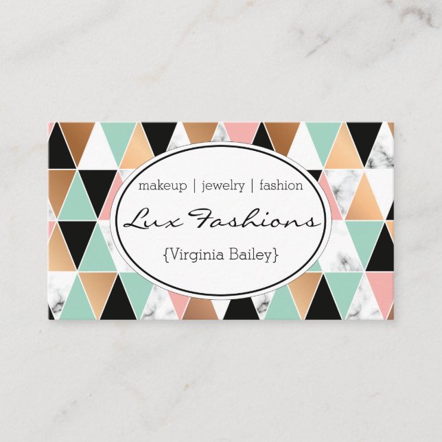 Modern Geometric Pattern | Triangles Business Card (Front)