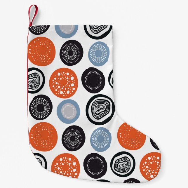 Modern geometric pattern with drawn circles small christmas stocking (Front)