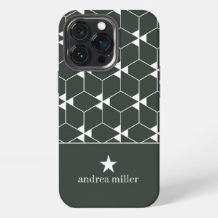 Modern geometric pattern with star Monogram iPhone 13 Pro Case