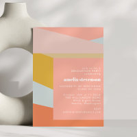 Modern Geometric Peach Pastel Graduation Party