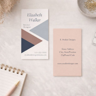 Modern Geometric Personalised Blue and Brown Business Card