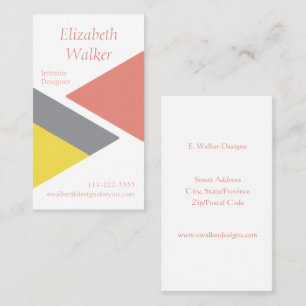 Modern Geometric Personalised Peach and Grey Business Card