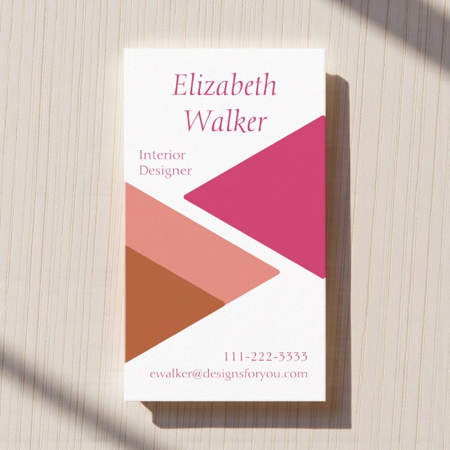 Modern Geometric Personalised Pink and Brown Business Card (Creator Uploaded)