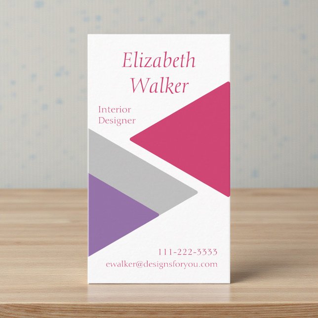 Modern Geometric Personalised Purple and Pink Business Card (Creator Uploaded)