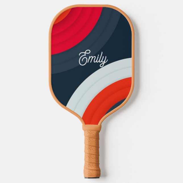 Modern Geometric Personalised Script Name Pickleball Paddle (Front)