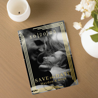 Modern Geometric Photo Foil Save the Date