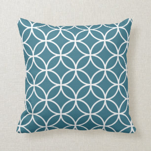 Modern Geometric Pillow in Teal Blue