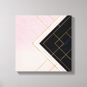 Modern Geometric Pink Gold Strokes Design Canvas Print