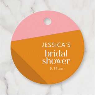 Modern Geometric Pink Orange Custom Bridal Shower  Favour Tags