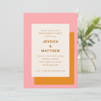 Modern Geometric Pink Orange Engagement Party