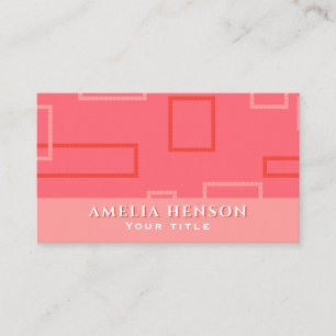 Modern Geometric Pink Red Pixel Square Pattern Business Card