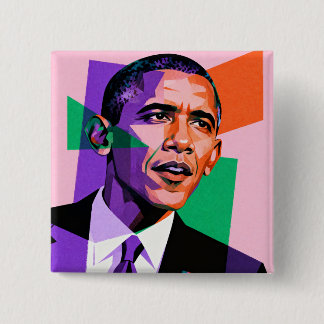Modern Geometric Portrait of Barack Obama 15 Cm Square Badge