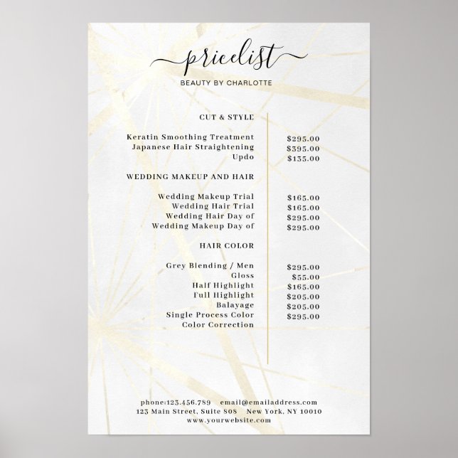 Modern Geometric Price List Poster (Front)