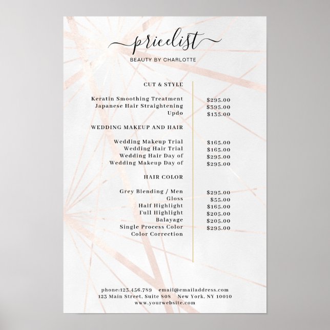 Modern Geometric Price List Poster (Front)