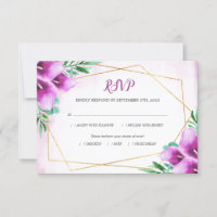 Modern Geometric Purple Calla Lily Wedding Meal