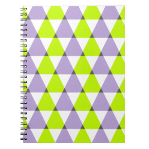 Modern Geometric Purple Green Triangles Pattern Spiral Notebook