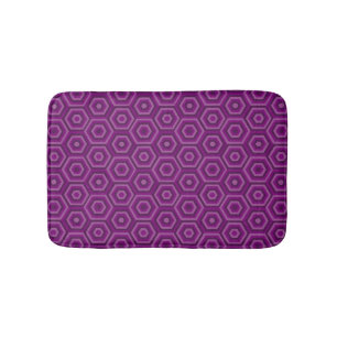 Modern Geometric Purple Nested Hexagons Bath Mat