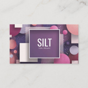 Modern Geometric Purple Pink Glitter Circle Square Business Card
