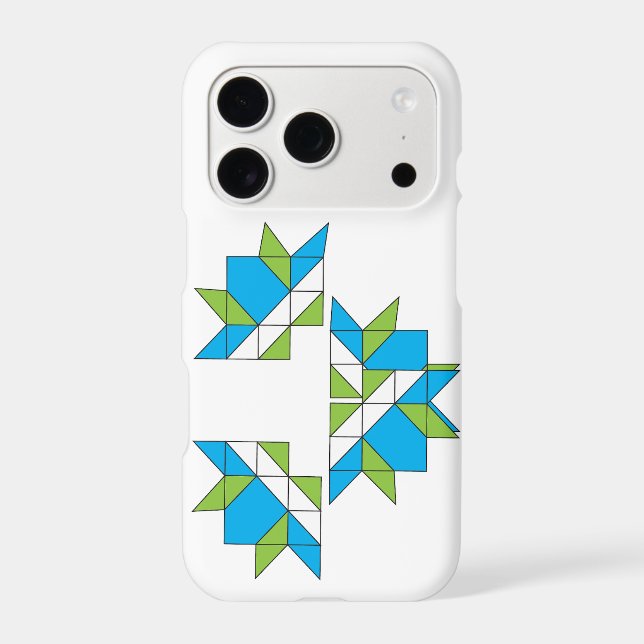 Modern Geometric Quilt Mosaic Pattern Blue Green P (Back)