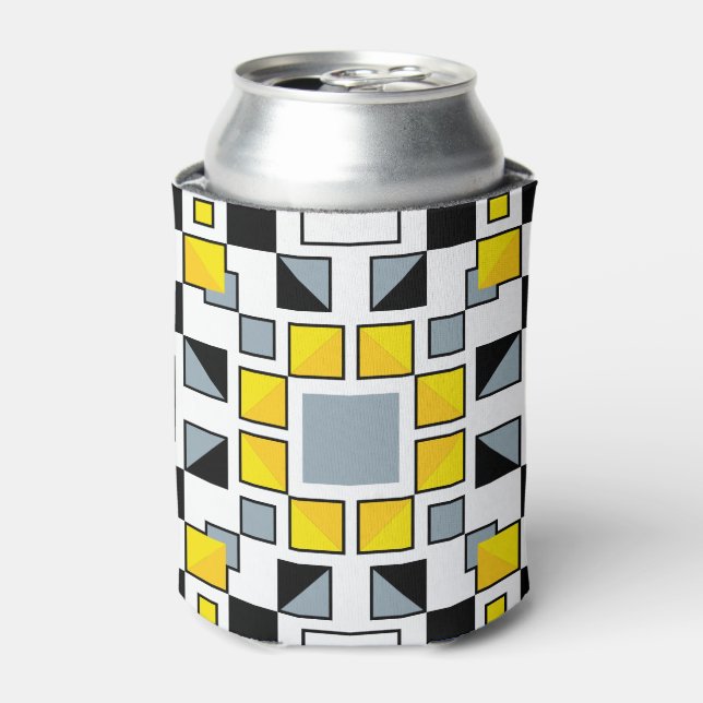 Modern Geometric Quilt Pattern Art  Can Cooler (Can Front)