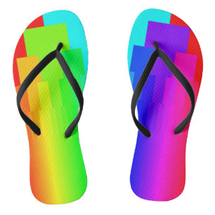 Modern Geometric Rainbow Colour Block Pattern Jandals