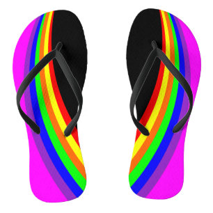 Modern Geometric Rainbow Colour Stripe Pattern Jandals