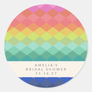 Modern Geometric Rainbow Custom Bridal Shower  Classic Round Sticker