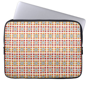 Modern geometric red Amber squares pattern Laptop Sleeve