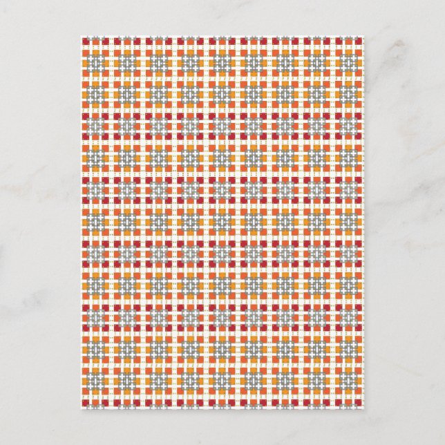 Modern geometric red Amber squares pattern Postcard (Front)