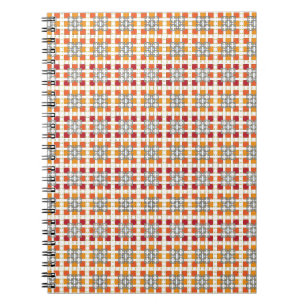 Modern geometric red Amber squares pattern Spiral Notebook