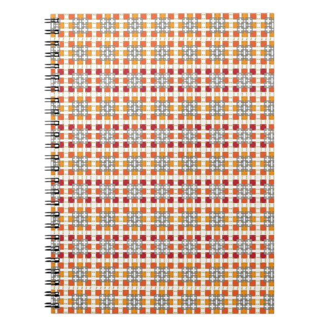 Modern geometric red Amber squares pattern Spiral Notebook (Front)