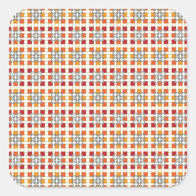 Modern geometric red Amber squares pattern Square Sticker (Front)