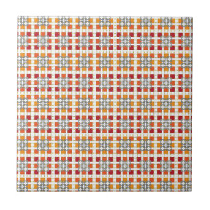 Modern geometric red Amber squares pattern Tile