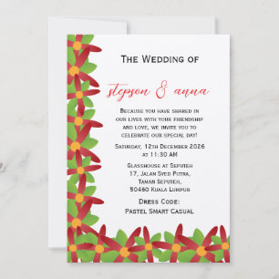 Modern Geometric Red and Green Vector Blossom Invitation