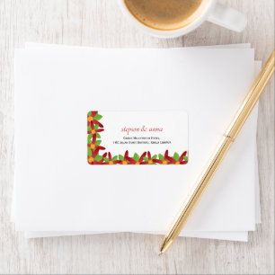 Modern Geometric Red and Green Vector Blossom Label