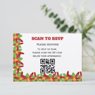 Modern Geometric Red and Green Vector Blossom RSVP Card